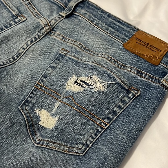 DENIM & SUPPLY RL CROPPED DISTRESSED SKINNY JEANS (29) - Picture 6 of 14